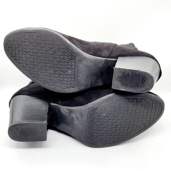 Dilba Black Faux Suede Block Heel Zip Up Ankle Booties Women's Size 6.5 - Picture 8 of 13